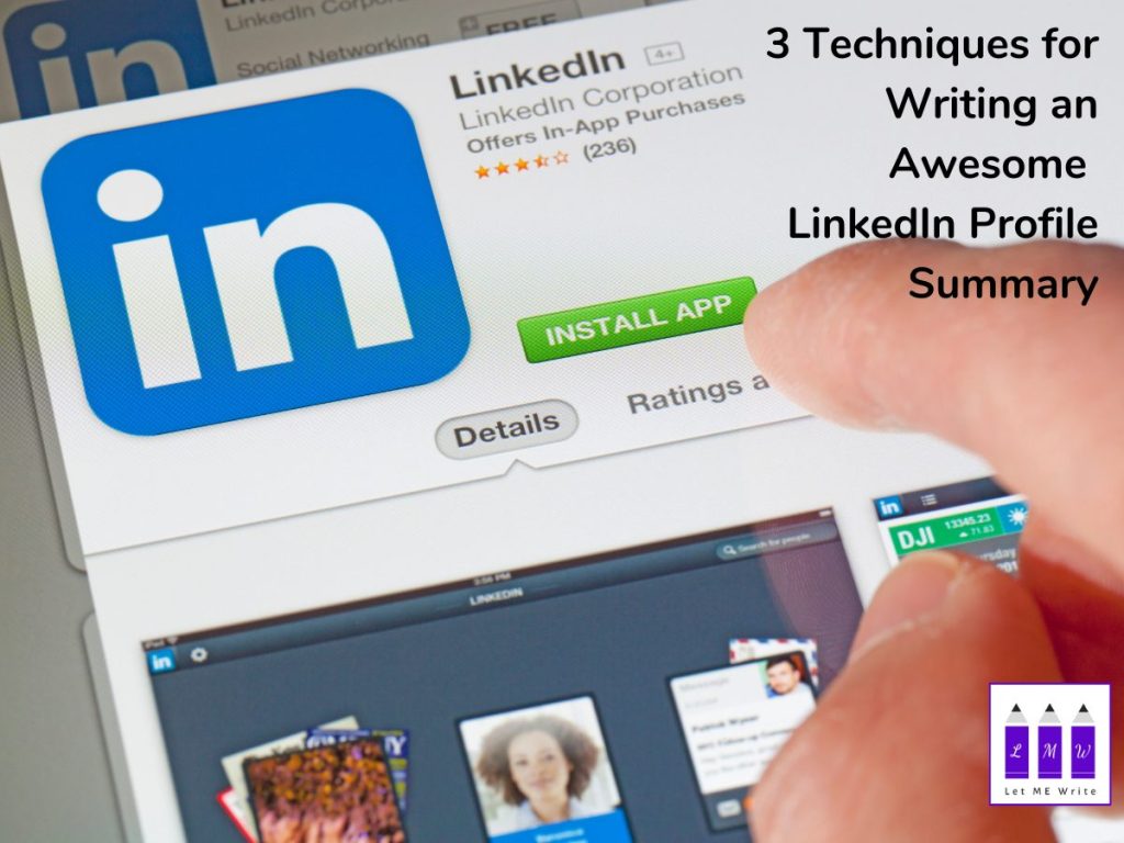 Finger about to tap Linkedin app button. Using social media writing services can enhance your LinkedIn profile