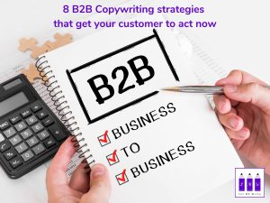 Image of a notepad with B2B written on it talking about B2B Copywriting strategies