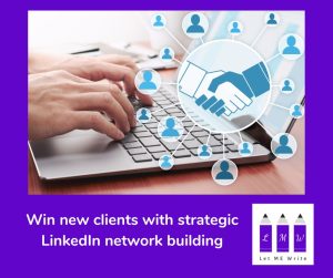 Graphic of a laptop with hands creating a LInkedIn network by adding new people